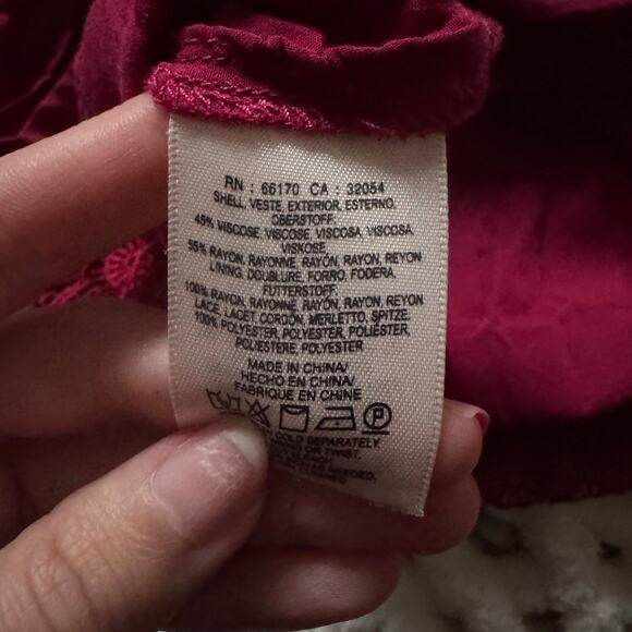 Anthropologie Floreat Aveline Crochet Lace Dress in Raspberry - Picture 11 of 11